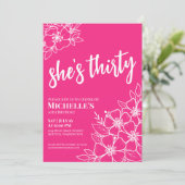 Elegant Bloemen Dertig Heet Roze 30ste Verjaardags Kaart (Staand voorkant)