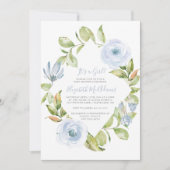 Elegant Bloemen Diamant Stoffig Blauw Baby shower Kaart (Voorkant)