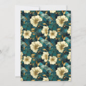 Elegant Bloemen Donker Blauwgroen Cream Goud Bruil Kaart (Achterkant)