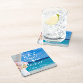 Elegant Bloemen Eet Drink Getrouwd Strand Bruiloft Kartonnen Onderzetters (Insitu)