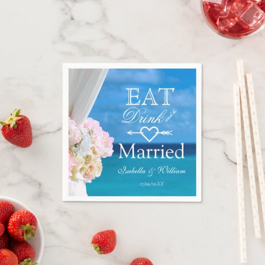 Elegant Bloemen Eet Drink Getrouwd Strand Bruiloft Servetten (Insitu)