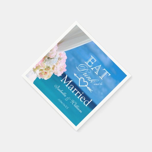 Elegant Bloemen Eet Drink Getrouwd Strand Bruiloft Servetten (Hoek)