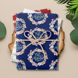 Elegant Bloemen Eid Mubarak Gift Inpakpapier Vel