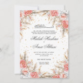 Elegant Bloemen en blad Islamitische Moslim Bruilo Kaart (Voorkant)