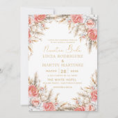 Elegant Bloemen en blad Spaans Nuestra Boda Kaart (Voorkant)