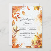 Elegant Bloemen en Herfst kleuren Thanksgiving Din Kaart (Voorkant)