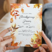 Elegant Bloemen en Herfst kleuren Thanksgiving Din Kaart