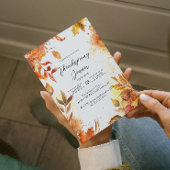 Elegant Bloemen en Herfst kleuren Thanksgiving Din Kaart