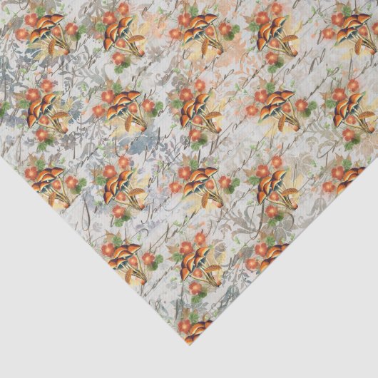 Elegant  bloemen en paddenstoelen tissuepapier (Detail)