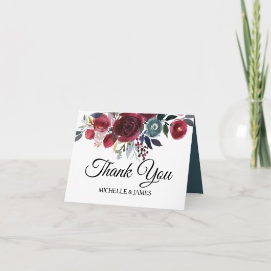 Elegant Bloemen en Tropisch Dank u kaart (Voorkant)