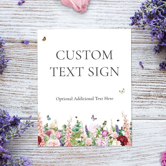 Elegant bloemen- en vlinders bruidsshower bord poster