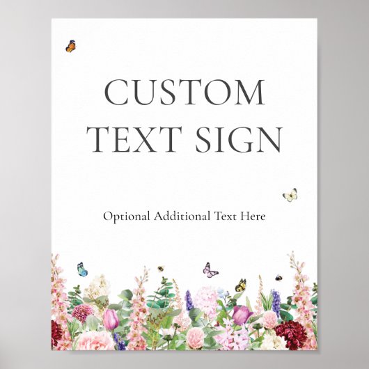 Elegant bloemen- en vlinders bruidsshower bord poster (Voorkant)