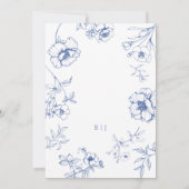 Elegant Bloemen Frans Blauw Bruiloft Kaart (Achterkant)