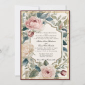 Elegant Bloemen  Frans Classic Wijnbruiloft Kaart (Voorkant)