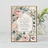 Elegant Bloemen  Frans Classic Wijnbruiloft Kaart (Staand voorkant)