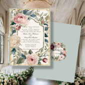 Elegant Bloemen  Frans Goud Classic Bruiloft Kaart