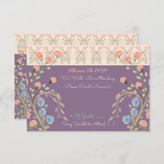 Elegant Bloemen Gast Uitnodiging Reactie (Voorkant / Achterkant)