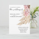 Elegant Bloemen Gedroogd Pampas Grass Bruiloft Kaart (Staand voorkant)