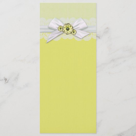 Elegant Bloemen Geel Lint Bruiloft Menu (Achterkant)