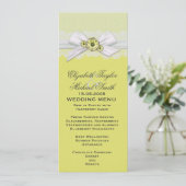 Elegant Bloemen Geel Lint Bruiloft Menu (Staand voorkant)