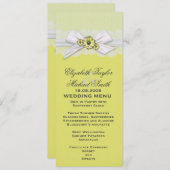 Elegant Bloemen Geel Lint Bruiloft Menu (Voorkant / Achterkant)