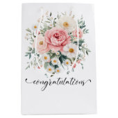 Elegant Bloemen Gefeliciteerd cadeau tas Medium Cadeauzakje (Voorkant)