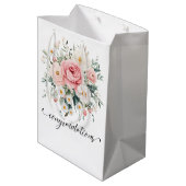 Elegant Bloemen Gefeliciteerd cadeau tas Medium Cadeauzakje (Achterkant Gekanteld)