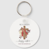 Elegant Bloemen Gelukkig Paaskruis Christelijk Sleutelhanger (Voorkant)