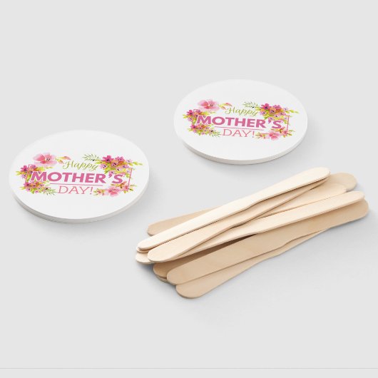 Elegant Bloemen Gelukkige Moederdag | Handventilat Handwaaier (Niet-gemonteerd)