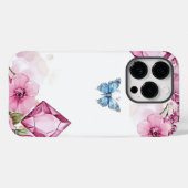 Elegant Bloemen Gem Vlinder iPhone 14 Pro Hoesje (Achterkant (horizontaal))