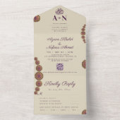 Elegant & Bloemen Geometrisch Patroon Islamitische All In One Uitnodiging (Binnen)