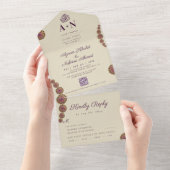 Elegant & Bloemen Geometrisch Patroon Islamitische All In One Uitnodiging (Afscheurbaar)