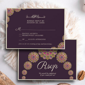 Elegant & Bloemen Geometrisch Patroon Islamitische RSVP Kaartje