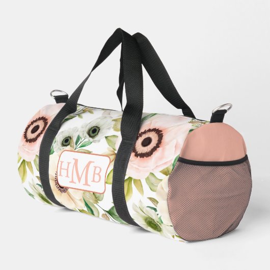 Elegant Bloemen Gepersonaliseerd Monogram Roze Cus Plunjezak (Rechterhoek)