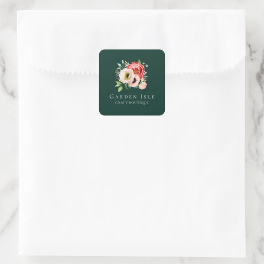 Elegant Bloemen Gepersonaliseerd Vierkante Sticker (Tas)