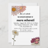 Elegant Bloemen & Glitter Sweet 16e verjaardag Kaart (Achterkant)