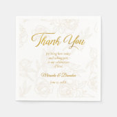 Elegant Bloemen Goud Bruiloft Party Servet (Voorkant)