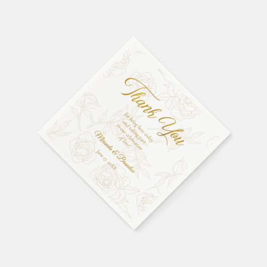 Elegant Bloemen Goud Bruiloft Party Servet (Hoek)