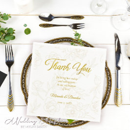 Elegant Bloemen Goud Bruiloft Party Servet