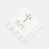 Elegant Bloemen Goud Cross Baby Meisje Doop Servet (Hoek)