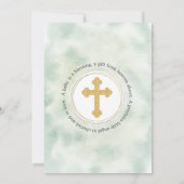 Elegant Bloemen Goud Kruis Doop Kaart (Achterkant)