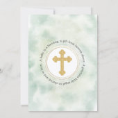 Elegant Bloemen Goud Kruis Doop Kaart (Achterkant)