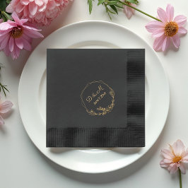 Elegant Bloemen Goud Monogram Bruiloft Folie Servetten