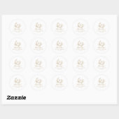 Elegant Bloemen Goud Monogram Bruiloft Ronde Sticker (Vel)