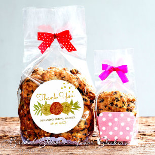 Elegant Bloemen Goud Stippen Vrijgezellenfeest Ronde Sticker