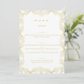 Elegant Bloemen Goud & Wit Tafel Diner Menu (Staand voorkant)