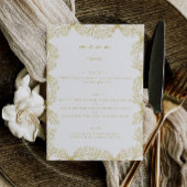 Elegant Bloemen Goud & Wit Tafel Diner Menu