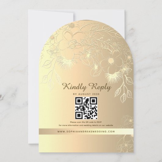 Elegant Bloemen Gouden Folie Bruiloft Kaart (Achterkant)