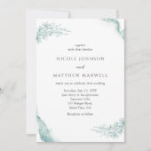 Elegant Bloemen, Groen, Sage Waterverf Bruiloft Kaart (Voorkant)