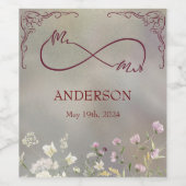 Elegant Bloemen Herfst Bruiloft Wijn Label Wijn Etiket (Enkel label)